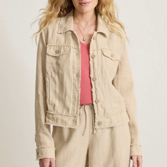 Tommy Bahama Natural Two Palms Linen Raw-Edge Jacket